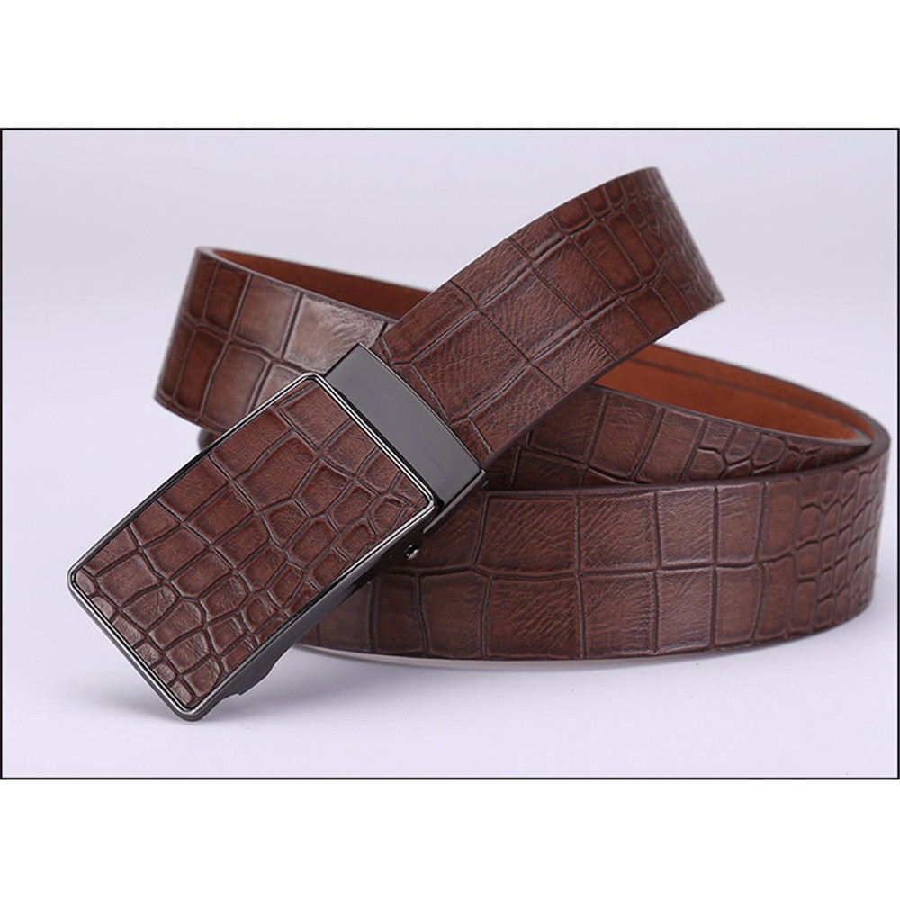 ( Rẻ Vô Địch ) Dây nịt da vân cá sấu, Thắt lưng khóa tự động phủ da - Phong cách lịnh lãm, Doanh nhân