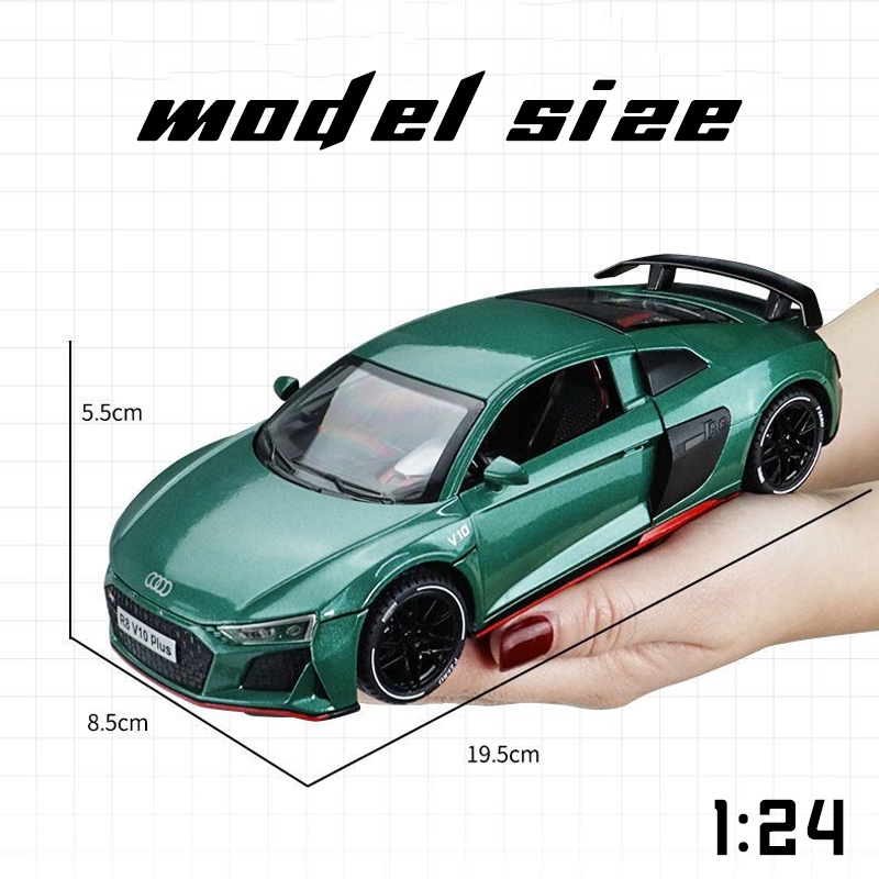 Mô Hình Xe Hơi Audi R8 V10 Plus Tỉ Lệ 1: 24 Bằng Hợp Kim Có Đèn Và Nhạc Cho Bé Trai