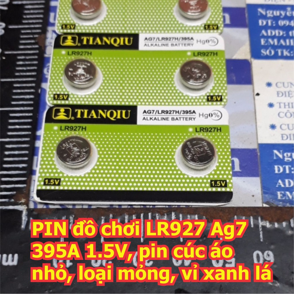 PIN đồ chơi LR927 AG7 395A 1.5V, pin cúc áo nhỏ, loại mỏng, vỉ xanh lá kde5953