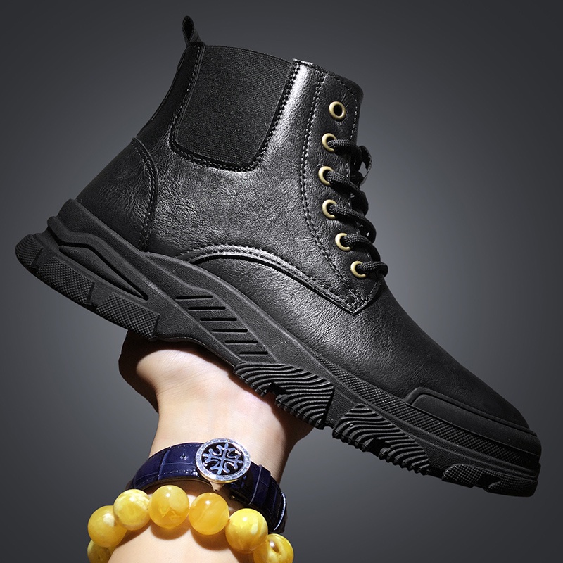 Giày bốt Chelsea cao cổ bằng da thời trang cho nam