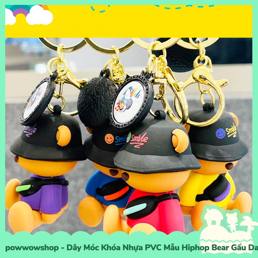 [Sẵn VN - Hỏa Tốc] Dây Móc Khóa Nhựa PVC Mẫu Gấu Bear Hiphop Dancer