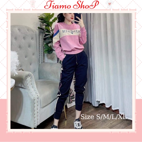 Bộ Thể Thao Nữ Chất Nỉ 3 Màu, Set Nỉ Bo chân Trẻ Trung Năng Động Thời Trang Cao Cấp TIAMOSHOP