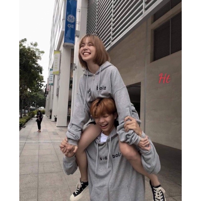 Áo khoác nỉ cotton xám Sad H2