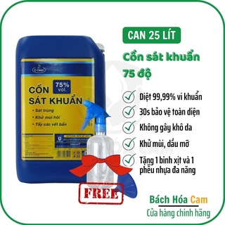 Cồn sát khuẩn 75 độ can lớn 25 lít _ Bách Hóa Cam _ [Tặng bình xịt + phễu]