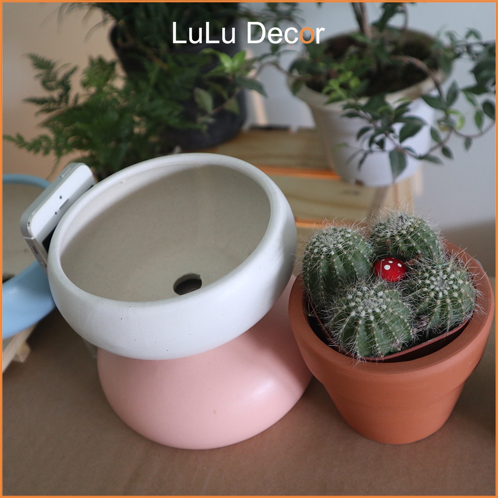 Chậu Trồng Cây - Chậu Men Trơn Bát Tràng 13x5cm, Chậu Trồng Sen Đá, Xương Rồng, Dương Xỉ, Cây Mini Để Bàn