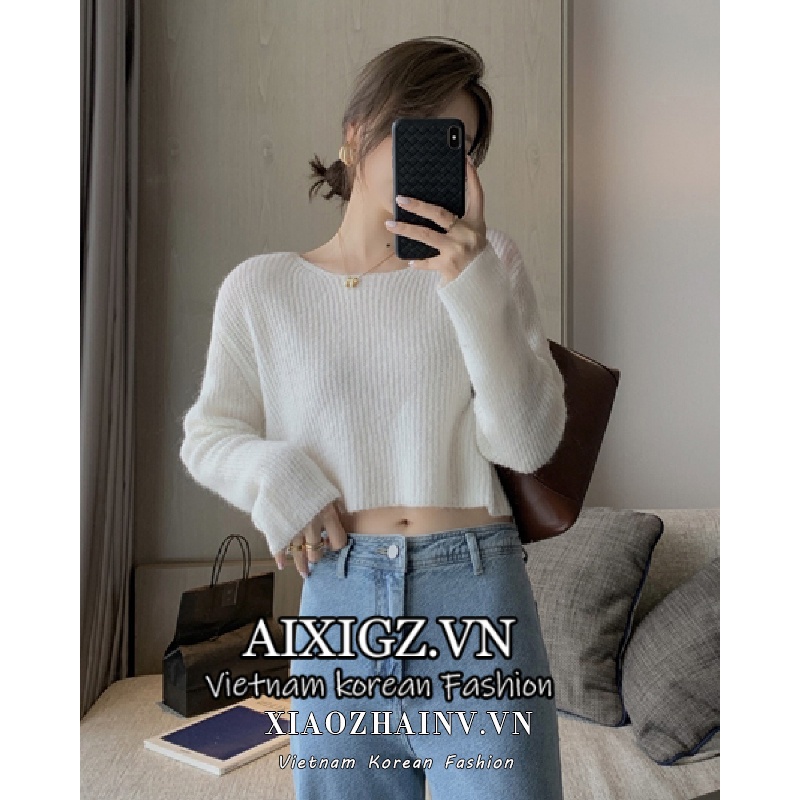 Áo sweater croptop Tay Dài Thời Trang Trẻ Trung Cho Nữ