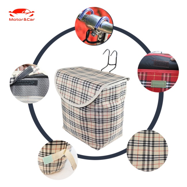 Giỏ Xe Đạp Bằng Vải Bạt Dày Chống Nước Có Nắp Đậy Kích Thước 28cmx26cmx16cm