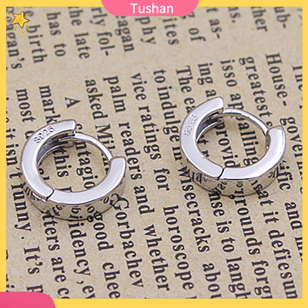 Hoa tai mạ bạc dạng vòng tròn Unisex