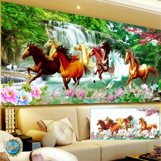 Tranh đính đá mã đáo thành công 150x70cm