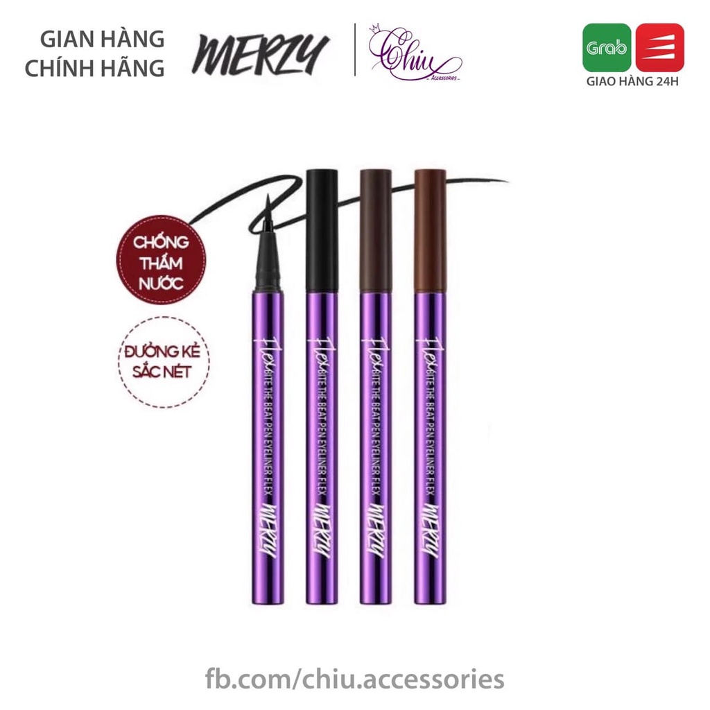 Bút Kẻ Mắt Nước Nét Mảnh, Sắc Nét, Lâu Trôi Merzy Bite The Beat Pen Eyeliner Flex 0.6g