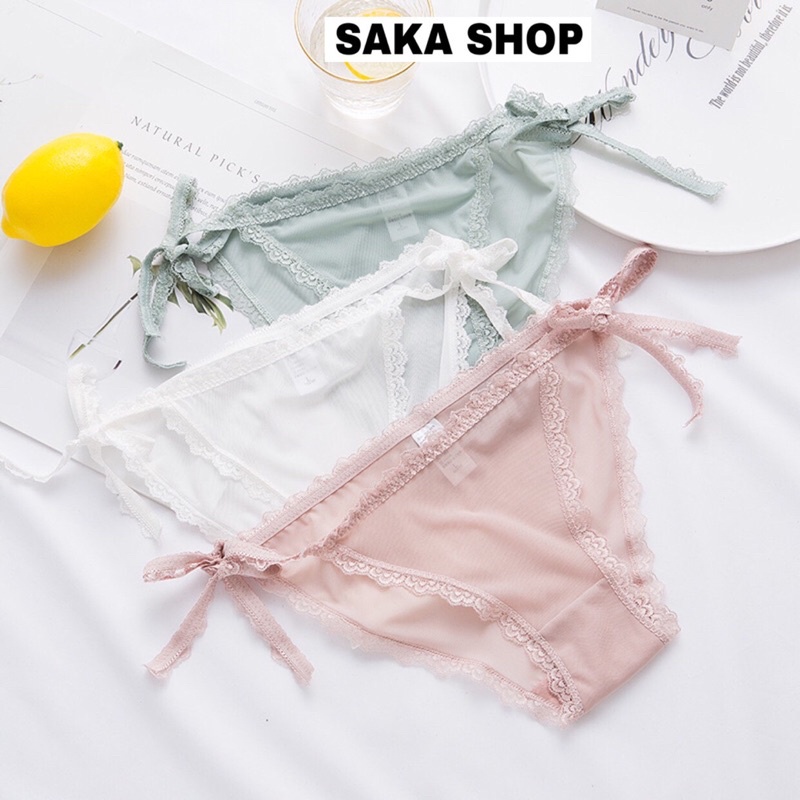 Quần lót nữ ren mỏng buộc nơ bên hông nhiều màu