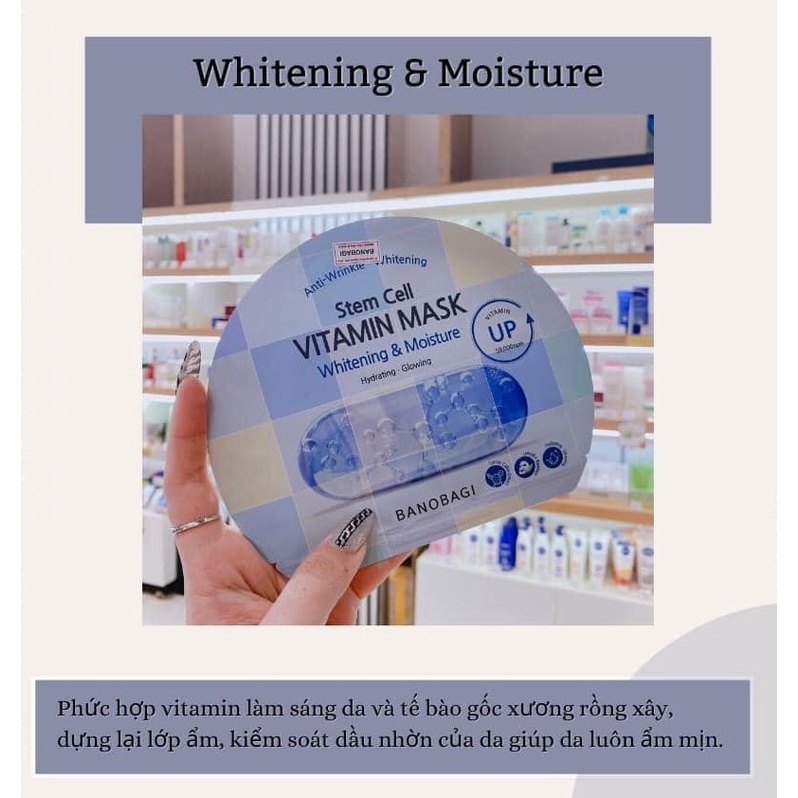 Combo 5-10 miếng Mặt Nạ Dưỡng Trắng Da hộp 10 miếng BANOBAGI Stem Cell Vitamin Mask 30ml