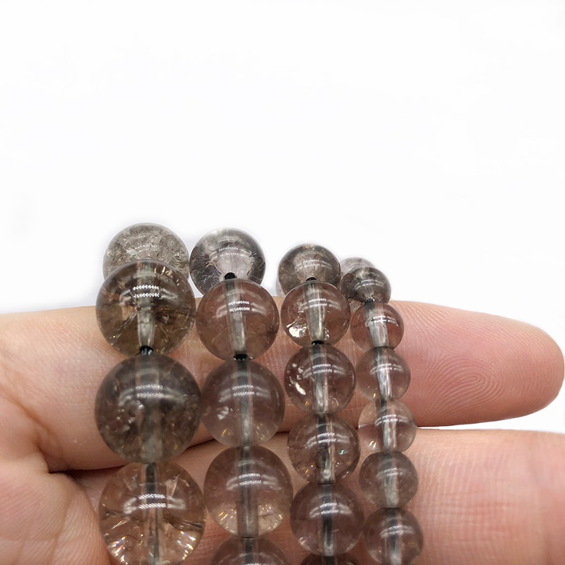 Chuỗi Hạt Đá Pha Lê Đen Tự Nhiên 15 "strand 6 8 10 12 14mm Dùng Làm Trang Sức