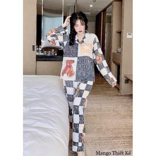Đồ bộ pijama mango lụa tay dài quần dài
