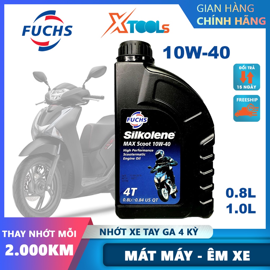 Nhớt xe máy 4 thì FUCHS Silkolene Max Scoot (Đức) dầu gốc tinh lọc và phụ gia (Công nghệ XP), API SL -CHÍNH HÃNG-XTOOLS
