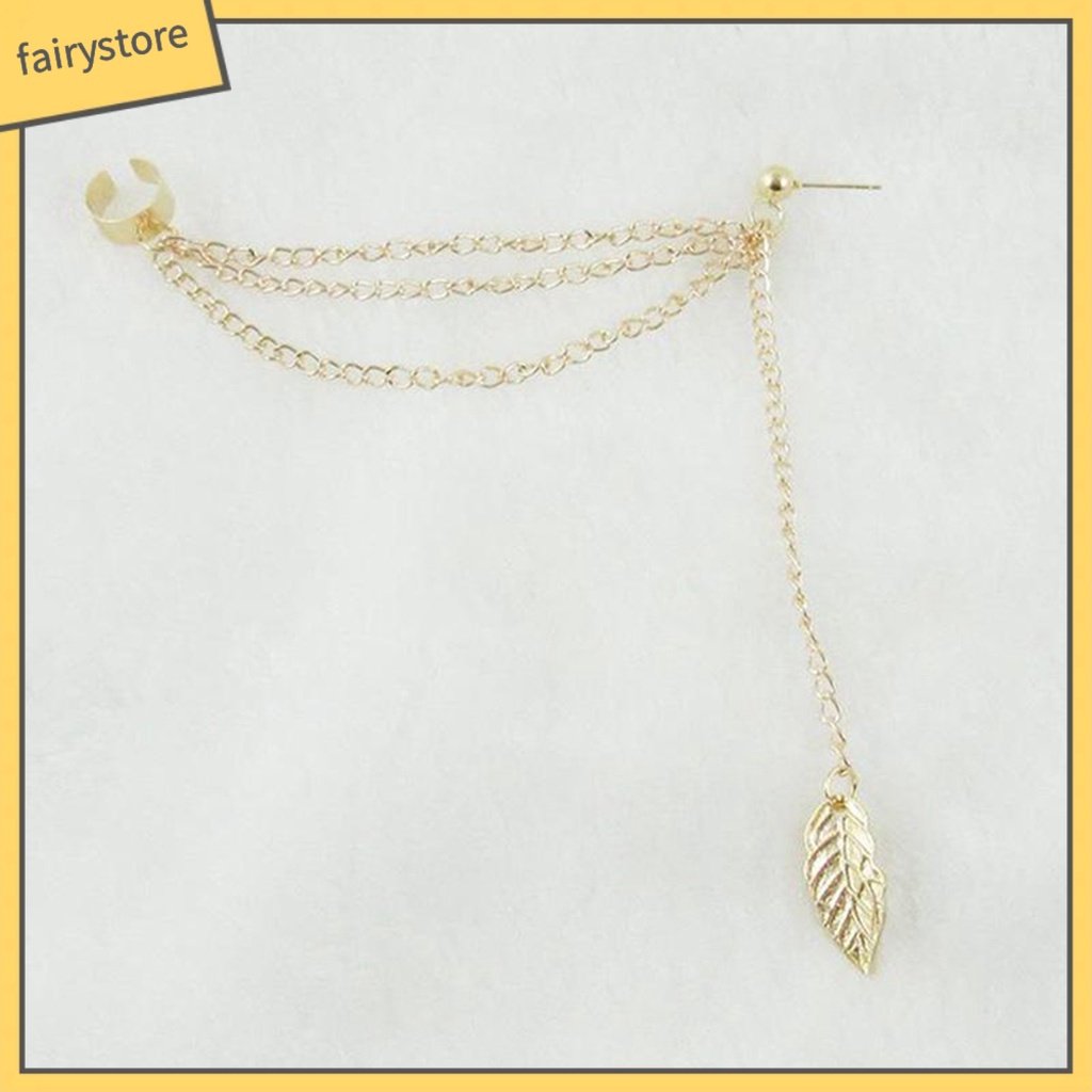 Khuyên Tai Dáng Dài Phối Mặt Hình Lá Độc Đáo Cá Tính