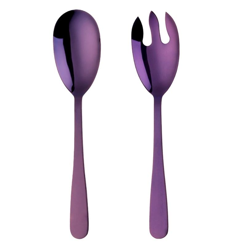 Set 2 Muỗng Nĩa Trộn Salad Bằng Thép Không Gỉ Tiện Dụng Cho Nhà Bếp