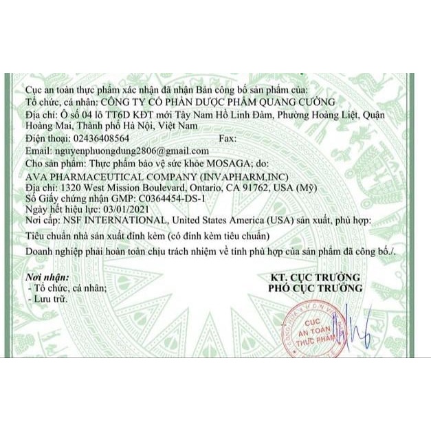 Mosaga - Hỗ trợ tăng cường hệ thống miễn dịch, tăng sức đề kháng cho cơ thể ( lọ 60 viên)