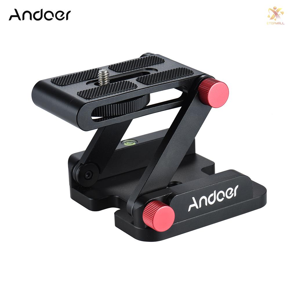 ET Andoer New Z-shaped Aluminum Alloy Foldable Camera Camcorder Desktop Holder Quick Release Plate Tilt Head for    Pentax DSLR Camera Video Track Slider Tripod Film Making Macrophotography