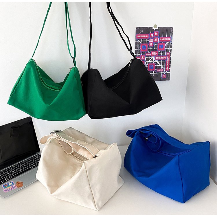 Túi vải canvas dạng trống big size Mitstore, túi canvas form to chất dày dặn nhiều màu