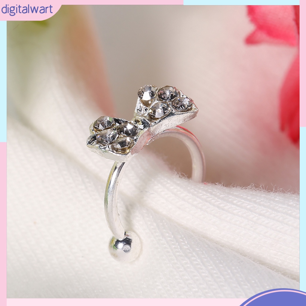 Khuyên vành tai đơn thiết kế hình nơ đính đá dễ thương sang trọng dành cho nữ