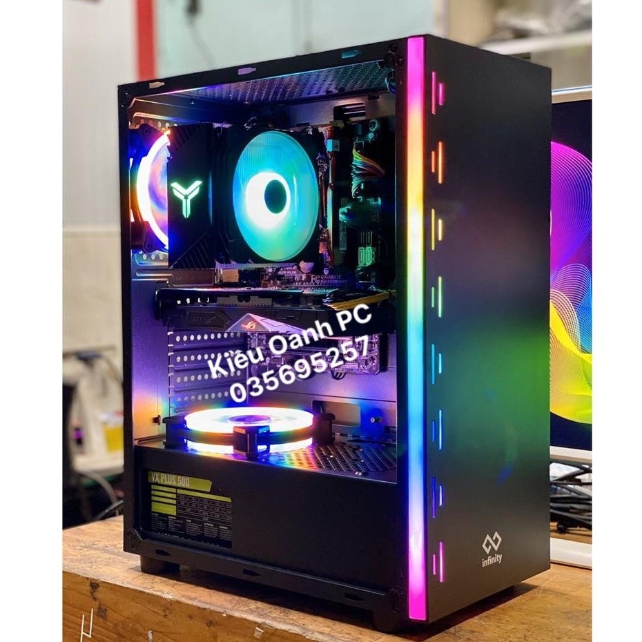 Vỏ Case máy tính Gaming Viettech X18 Trắng,Đen sẵn dải Led RGB - NO FAN