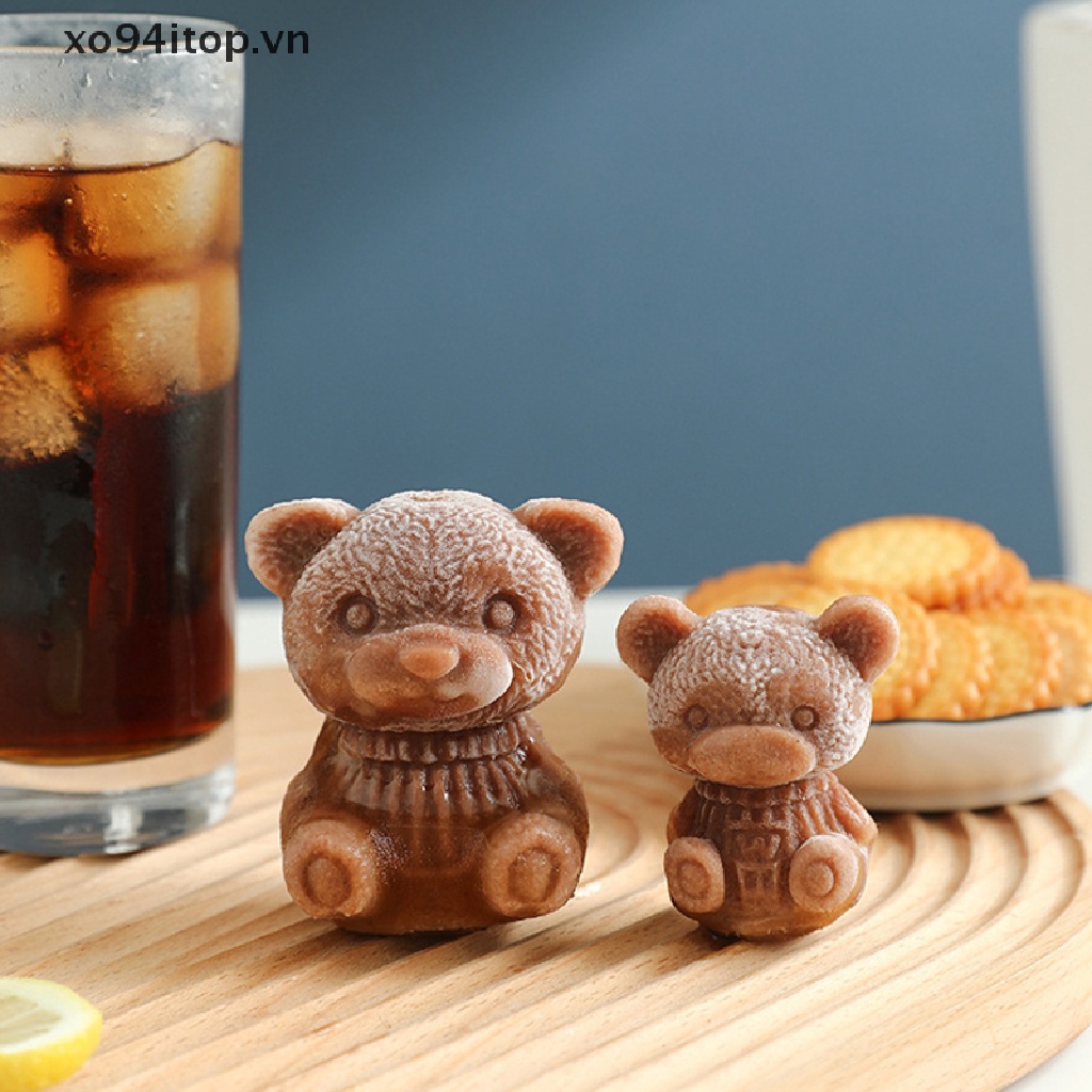 Xoitop Khuôn Silicon Làm Nến Thạch Cao Hình Gấu Ngồi Vị Trí Có Hương Hoa Hồng