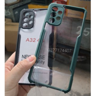 Ốp lưng chống sốc viền màu cho samsung A32 4G, A02, A12, S21, S21 Plus, A21 Ultra viền dẻo lưng trong giả Xundd