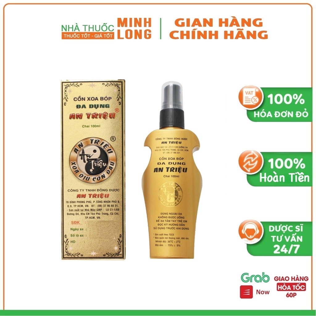 Cồn xoa bóp An Triệu xoa dịu cơn đau Chai 100ml