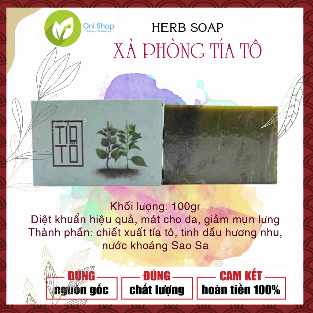 Xà phòng Tía Tô tắm và dưỡng da toàn thân 100% Organic Handmade Sinh Dược 100gr - Oni Shop | BigBuy360 - bigbuy360.vn