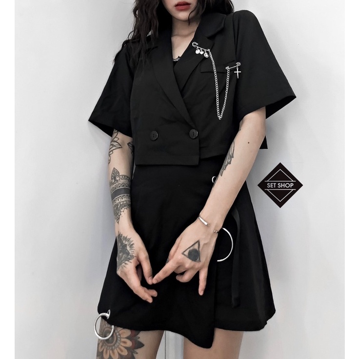 Áo blazer dáng croptop ( tặng kèm phụ kiện cài áo) | BigBuy360 - bigbuy360.vn