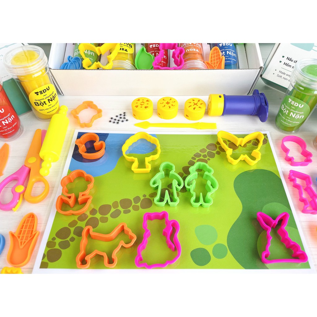 Bột nặn đất nặn an toàn TEDU - combo 2: Khu vườn của bé