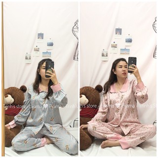 Pijama đồ bộ tay dài quần dài cổ sen - hình chú lùn nhí