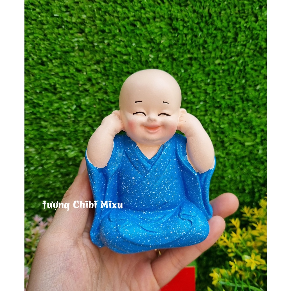 Bộ 04 tượng Tứ Không áo xanh dương size 10cm