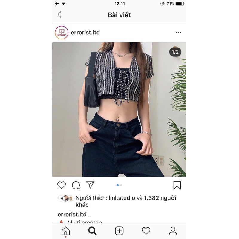 pass áo croptop errorist đen new 100%