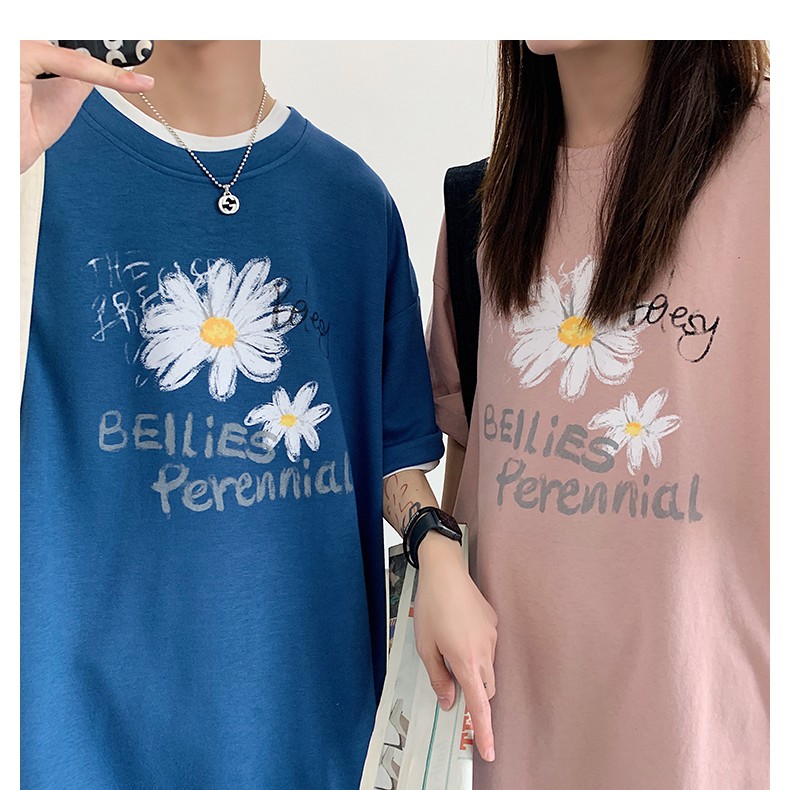 Áo phông / Áo thun tay lỡ form rộng hoa cúc siêu dễ thương form rộng freesize