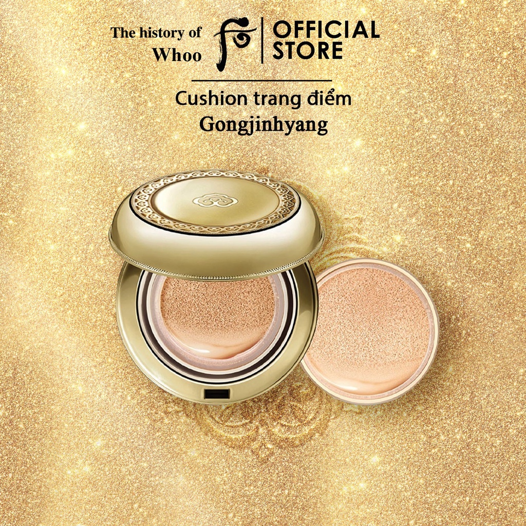 Cushion trang điểm ngừa lão hóa WHOO Gongjinhyang Mi Luxury Golden Cushion Glow  15 g + Lõi phụ 15 g