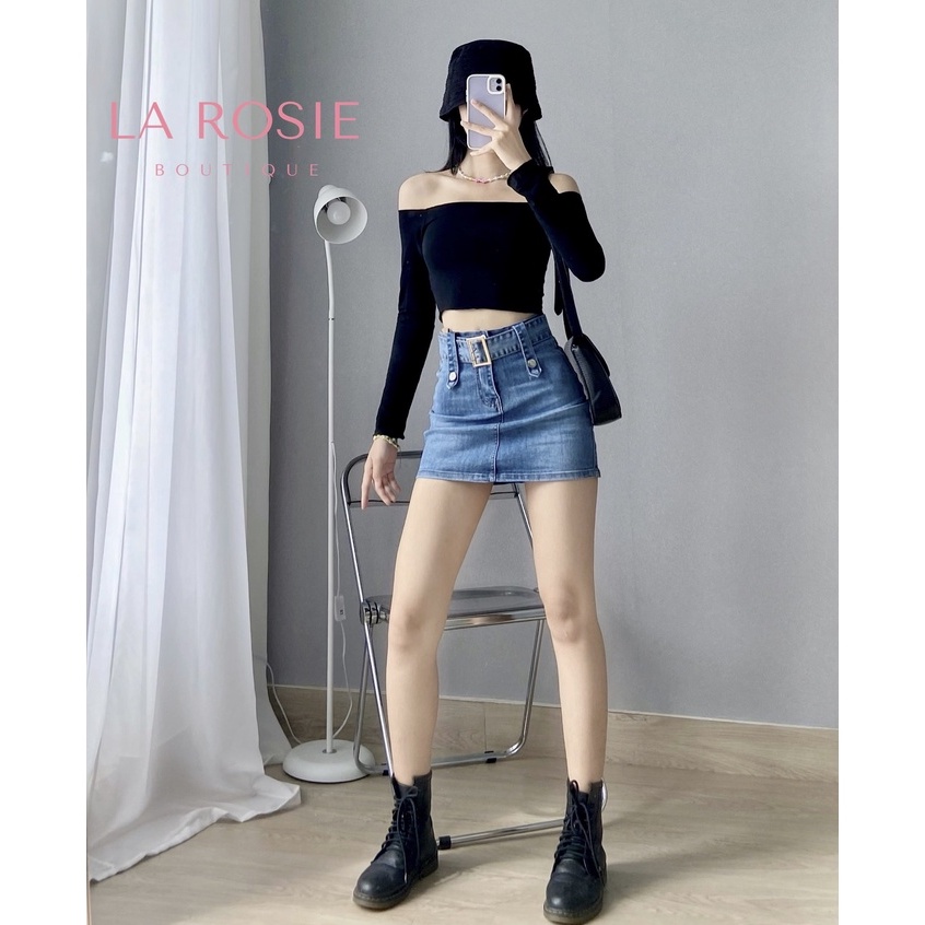 Chân Váy Jeans Đai Nịt Form Chữ A - La Rosie Boutique