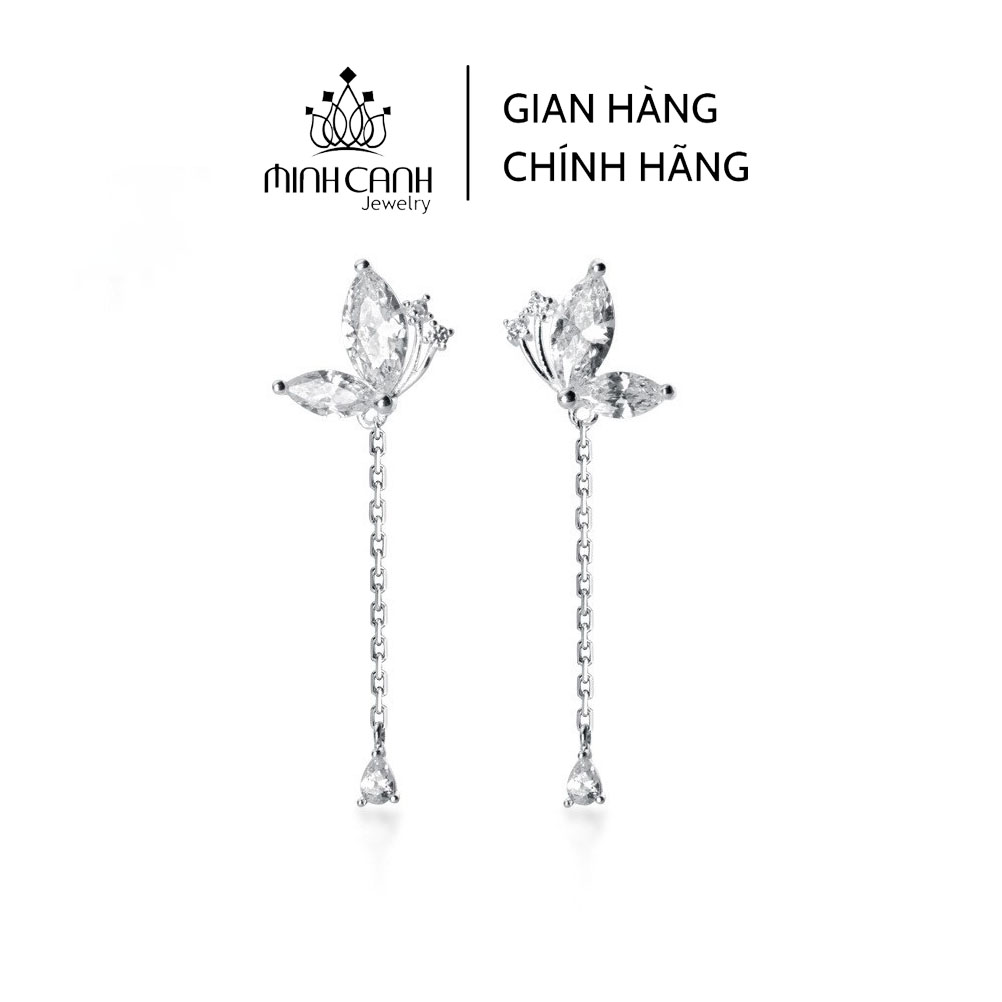 Bông Tai Cánh Bướm Đuôi Đính Đá Bạc Ta - Minh Canh Jewelry