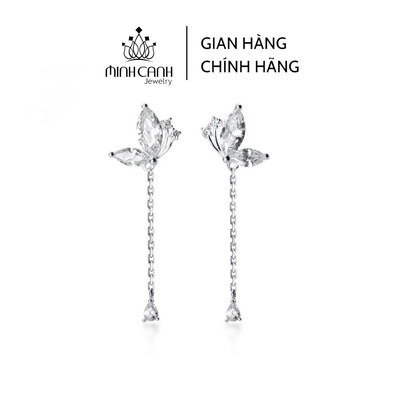 Bông Tai Cánh Bướm Đuôi Đính Đá Bạc Ta - Minh Canh Jewelry