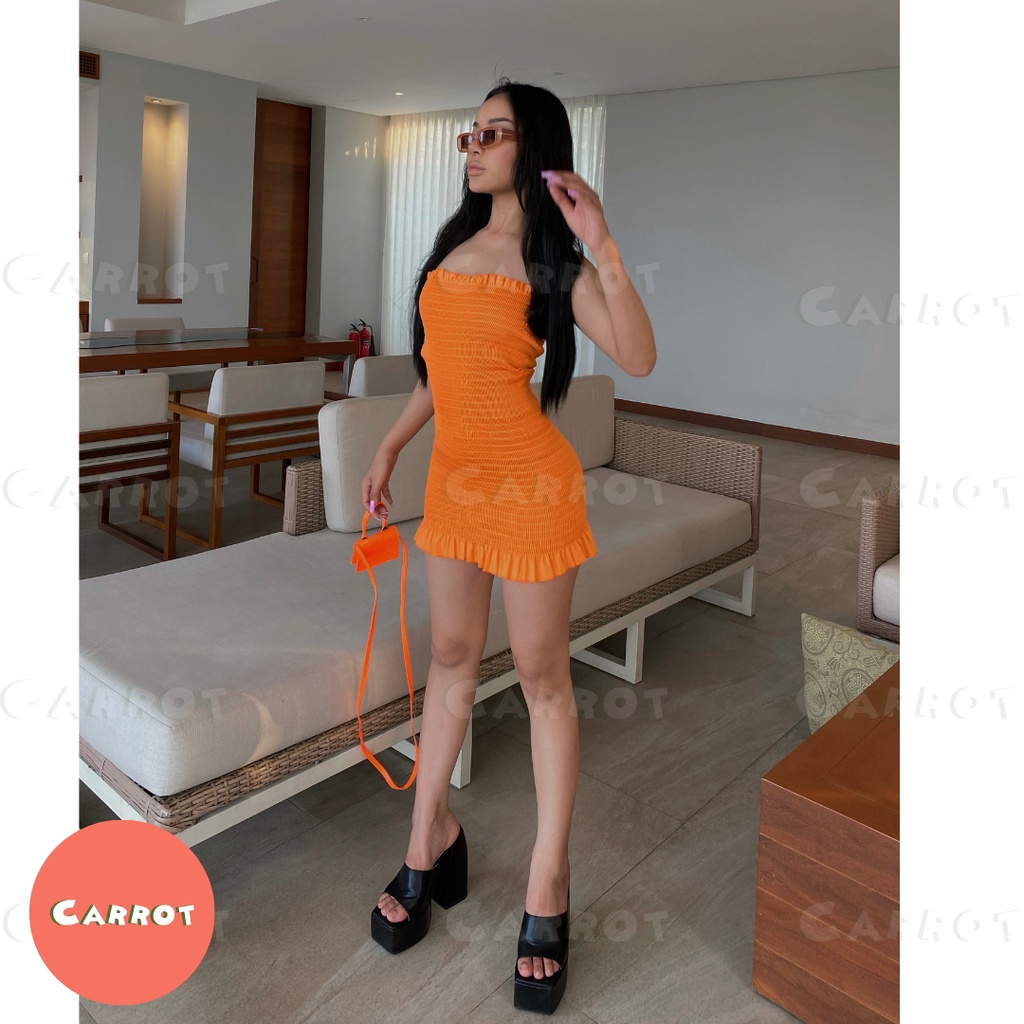 Đầm body ôm dáng váy nhúm thiết kế không tay phong cách cá tính, sang chảnh phù hợp đi chơi chụp ảnh Carrotxinhdep