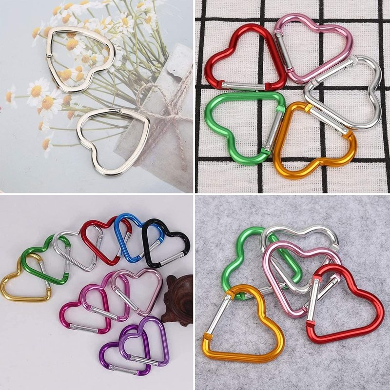 [Giá Bán Sỉ] [Màu Sắc Ngẫu Nhiên] Móc Khóa Carabiner Hình Trái Tim / Móc Khóa Bằng Nhôm Cho Leo Núi / Du Lịch