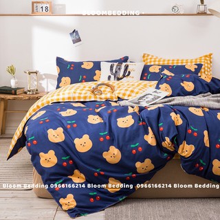 Set Chăn Ga Gối Cotton Poly 4 món - Gấu Cherry