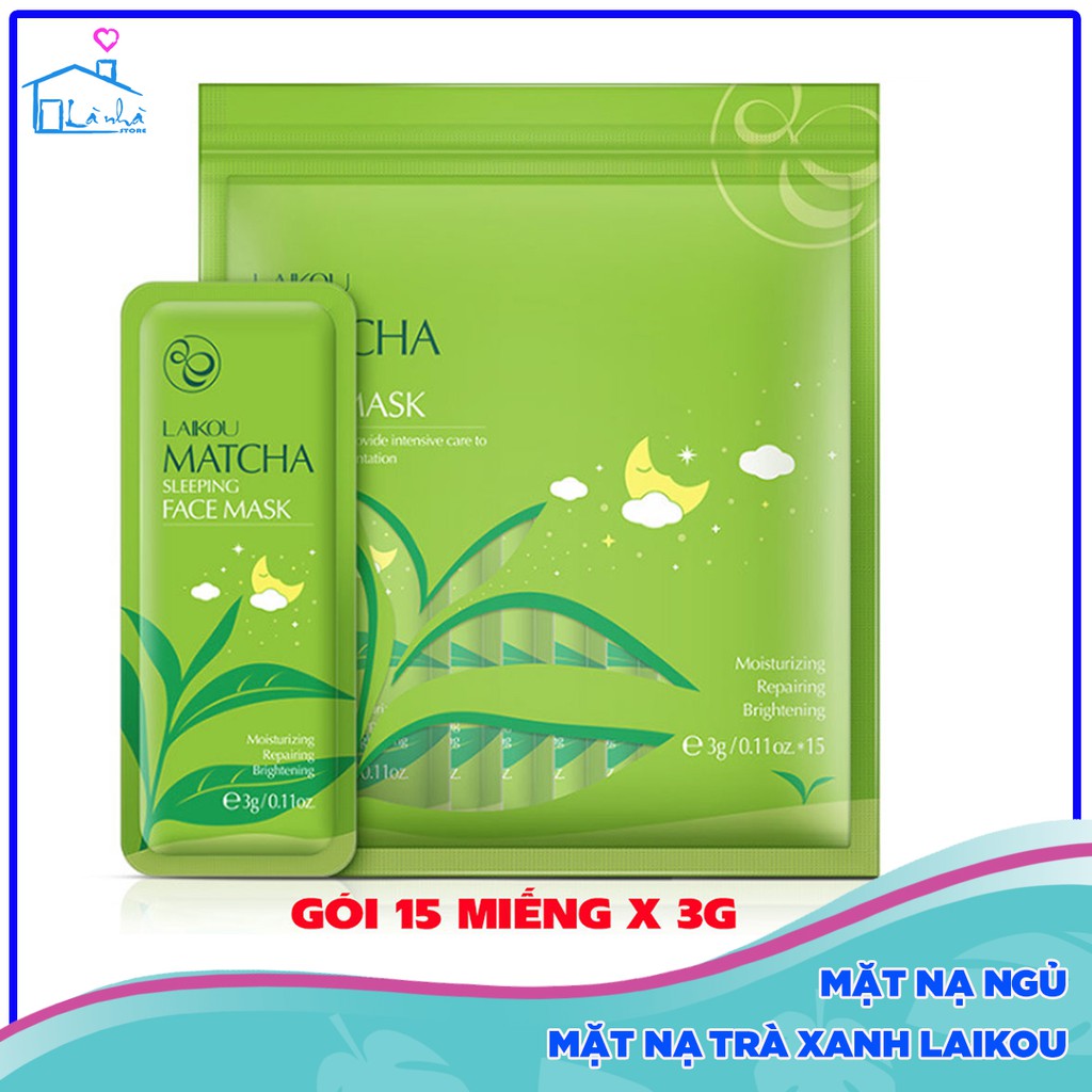 Túi 15 gói Mặt nạ ngủ bùn trà xanh giảm mụn Matcha LaiKou PVN621 | Thế Giới Skin Care