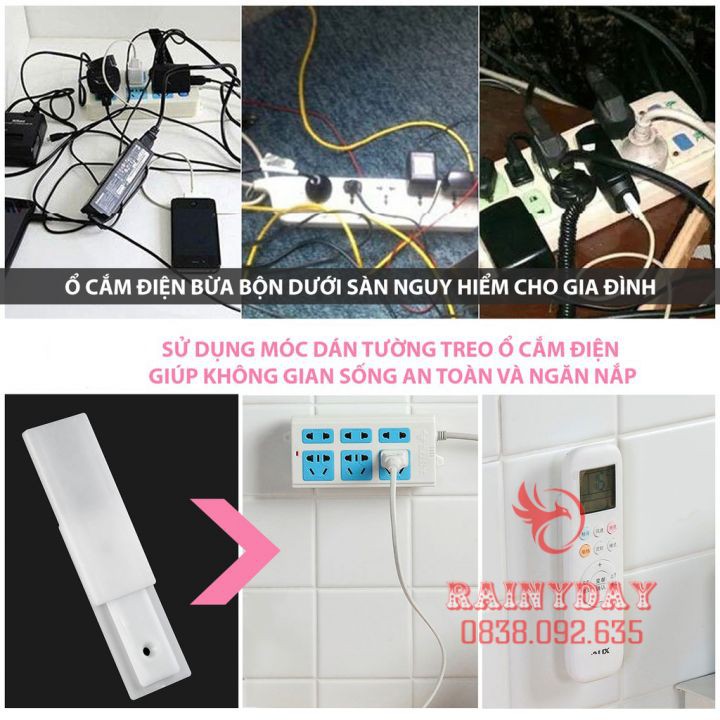 Giá treo ổ cắm điện miếng dán đỡ cục phát wifi tranh ảnh gắn tường đa năng thông minh