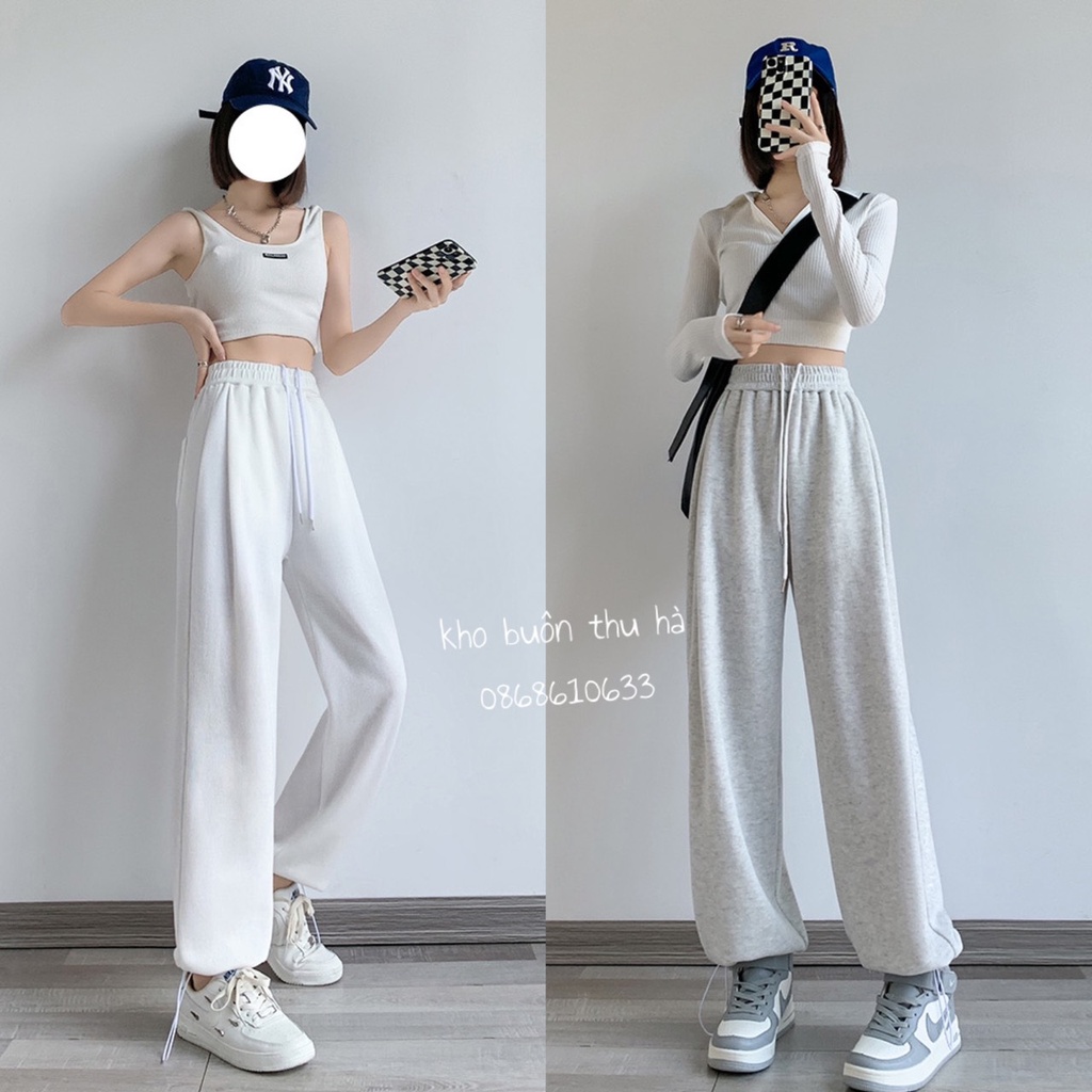 Quần jogger nữ cao cấp from đẹp. Quần Bo Gấu - Rút Dây Ống Mặc 2 Kiểu phong cách Hàn QuốcJ6 (klg)