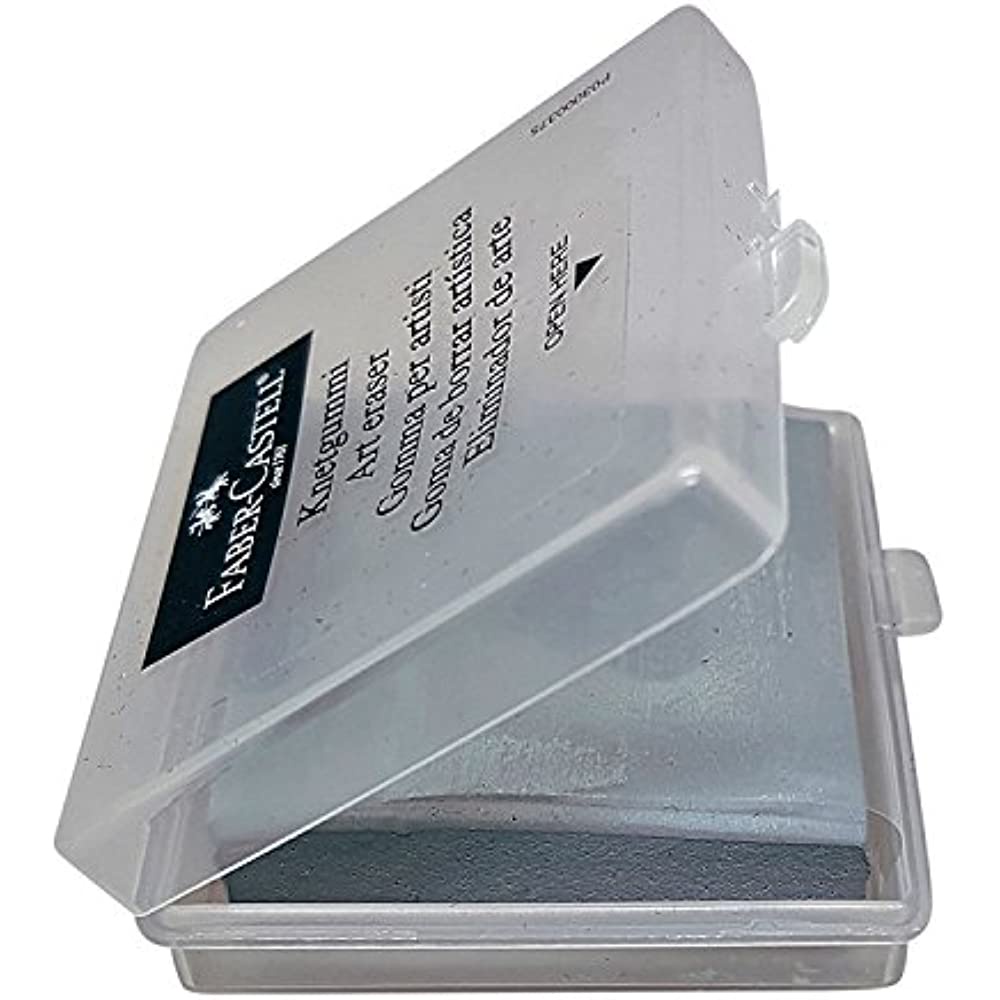 Gôm/ Tẩy đất sét dùng cho chì than Faber-Castell Kneadable Eraser hộp nhựa - Xám/ Xanh dương/ Đỏ/ Vàng