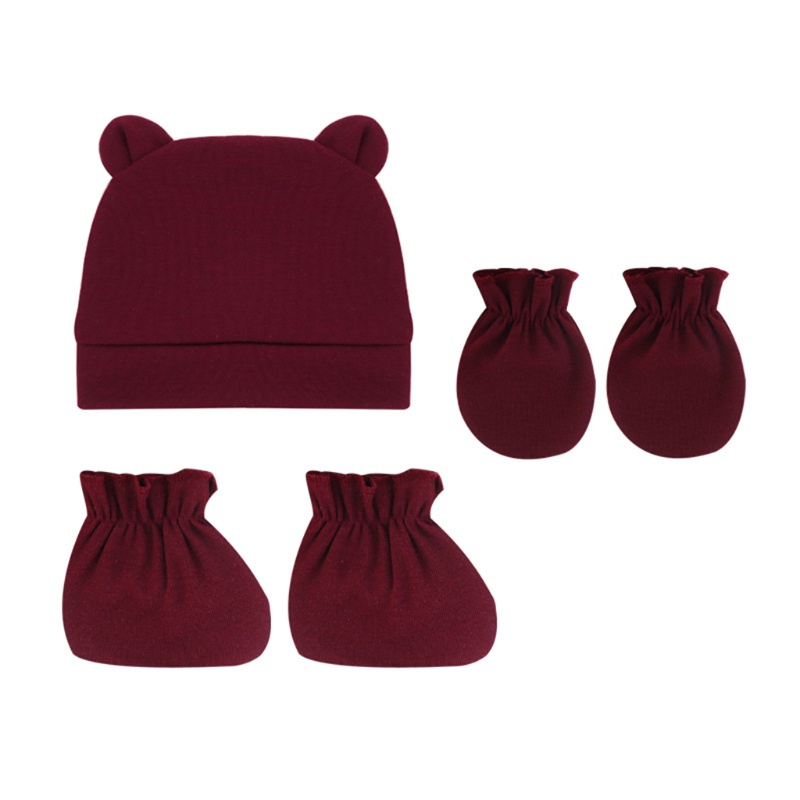 Bộ 3 Món Mũ + Găng Tay + Găng Tay + Găng Tay + Mũ Bằng Vải Cotton Mềm Màu Trơn Chống Trầy Xước Thời Trang Xuân Hè