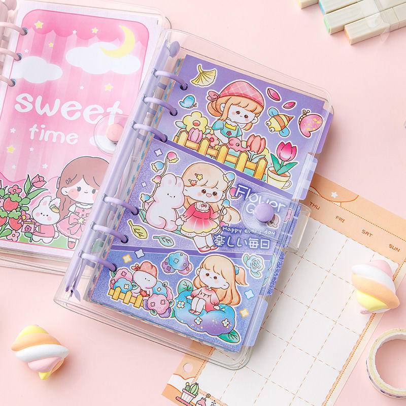 ⭐ iLado ⭐ binder A6 sổ tay tài khoản tay sáng tạo dễ thương vở kẻ ngang sổ ghi chép sổ ghi chú mini notebook sổ tay ghi chép vở lò xo kẻ ngang sổ lò xo kẻ ngang marker học văn phòng phẩm sổ ghi chú sticker tập vở