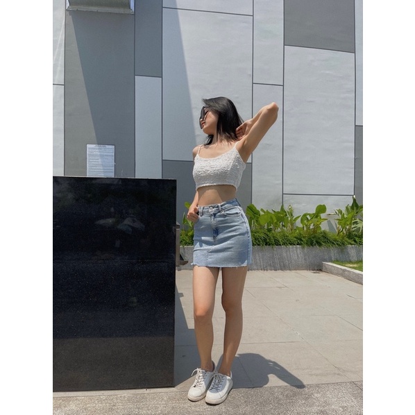 Chân váy Jean nữ ôm xuất khẩu cao cấp REVERCLOTHINGS  Dani Jean Skirt